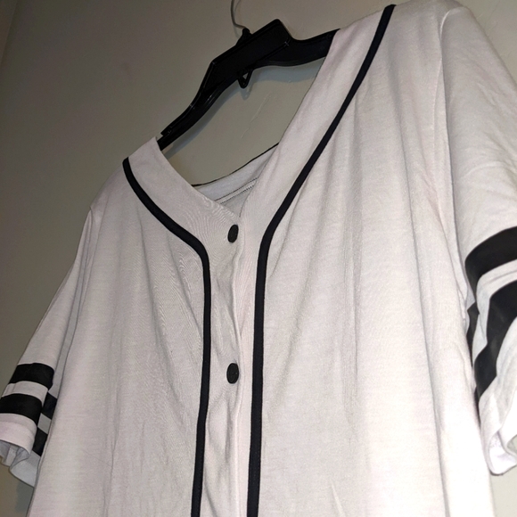 Dancewear Solutions Oversized White and Black Baseball Jersey - Picture 2 of 3
